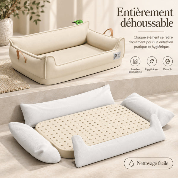 Canapé orthopédique pour chat entièrement déhoussable avec mousse à mémoire de forme