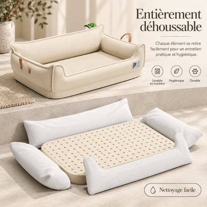 Canapé orthopédique pour chat entièrement déhoussable avec mousse à mémoire de forme