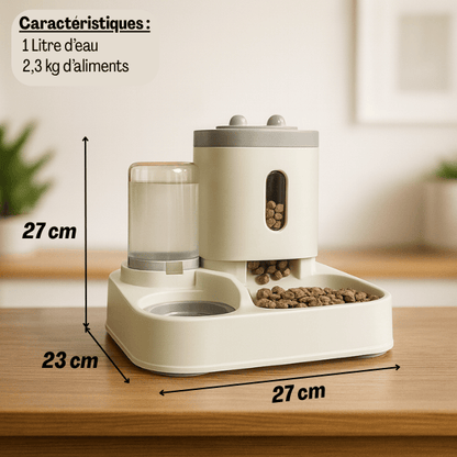 Caractéristiques distributeur de croquettes pour chat automatique 2en1 gris AutoCroq™