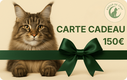 Carte cadeau chat 150 euros plaisir et bonheur félin Amour de Chat
