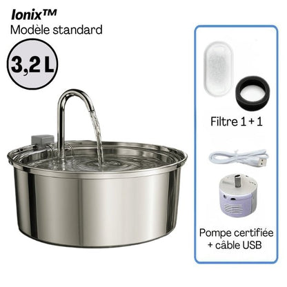 Chat distributeur eau automatique inox grande capacité 3,2 litres pack standard Ionix™
