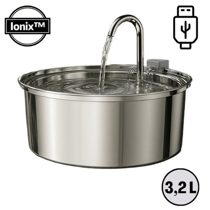 Chat distributeur eau automatique robinet inox USB 3,2 L ronde design fontaine source Ionix™