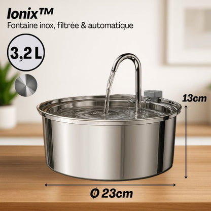 Chat distributeur eau inox automatique ronde compacte dimensions Ionix™