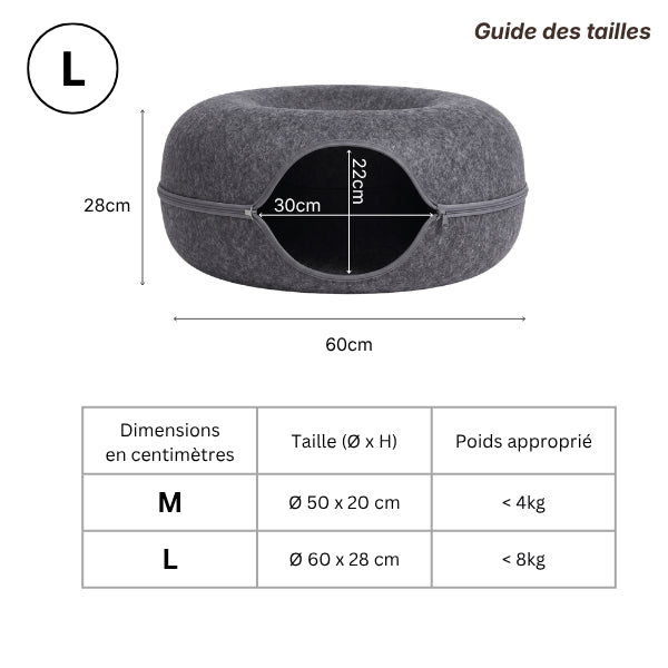 Chat niche disponible en tailles M et L selon le poids et gabarit du félin
