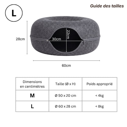 Chat niche disponible en tailles M et L selon le poids et gabarit du félin