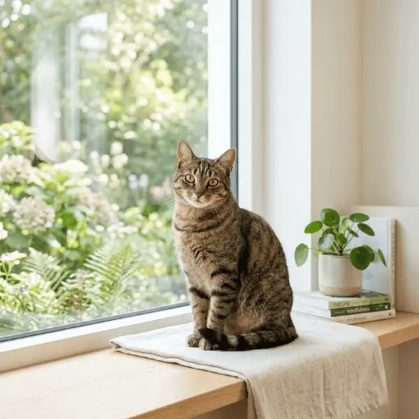 Chat reposé retrouvant énergie et équilibre quotidien
