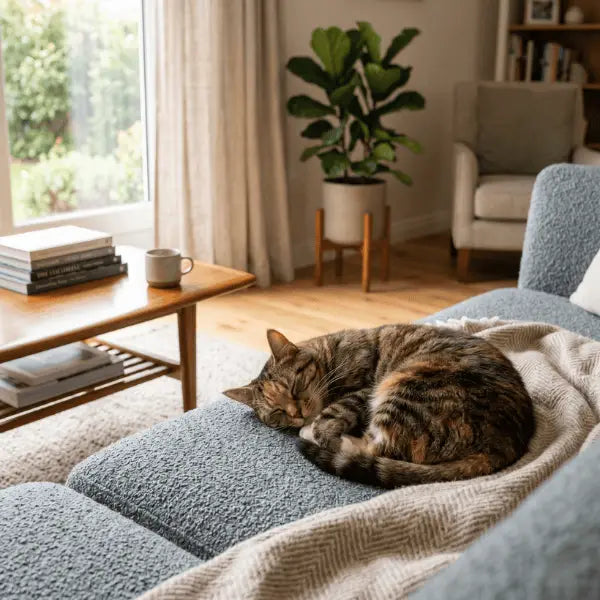 Chat faisant la sieste dans une maison calme