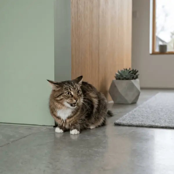 Chat stressé montrant ses signaux dans la maison