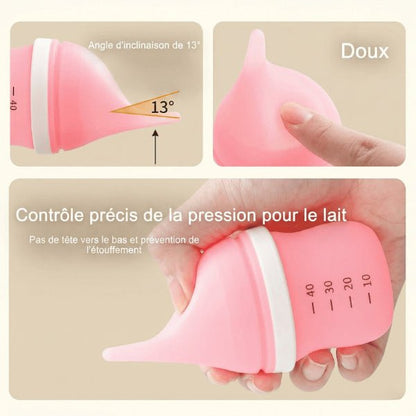 Chaton biberon angle 13 degrés contrôle pression lait anti étouffement précis