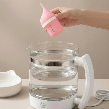 Chaton biberon stérilisation eau chaude bouilloire silicone alimentaire sécurisé