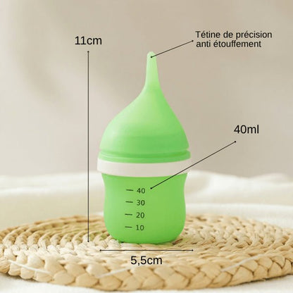 Chaton biberon vert 40ml dimensions tétine précision anti étouffement sécurisée