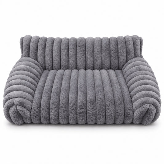 Couchage canapé pour chat gris avec structure côtelée moderne et enveloppante