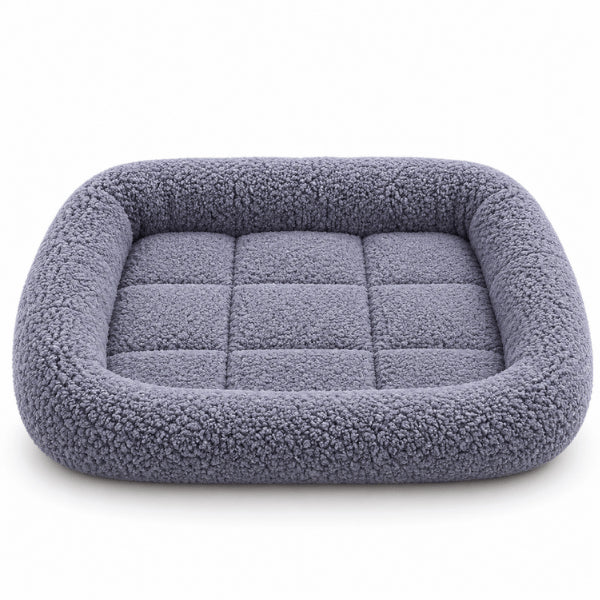 Couchage chats gris foncé en laine d’agneau avec bords rembourrés enveloppants