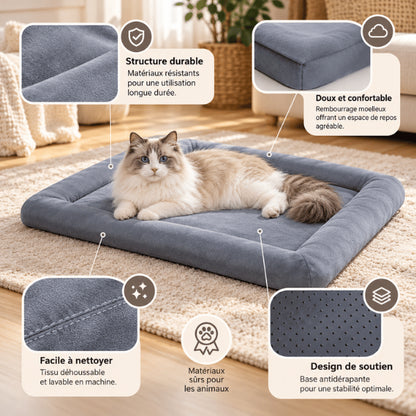 Couchage pour chat durable avec tissu lavable, base antidérapante et rembourrage