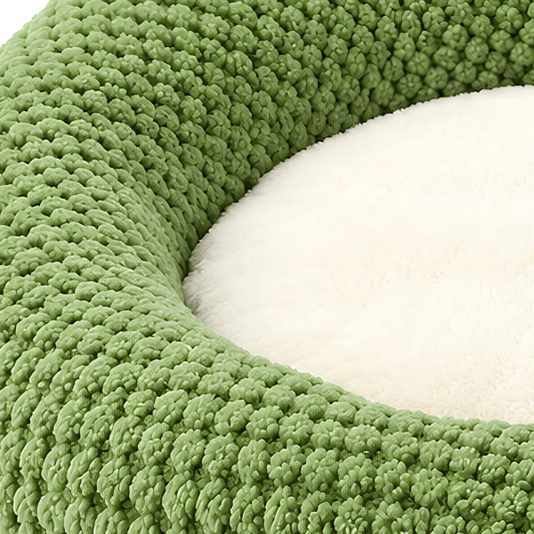 Couffin pour chaton grenouille en peluche texturée avec centre beige ultra doux