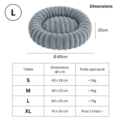 Coussin chat disponible en quatre tailles adaptées aux différentes morphologies félines