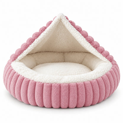 Coussin chaton rose à capuche avec intérieur sherpa doux et chaleureux