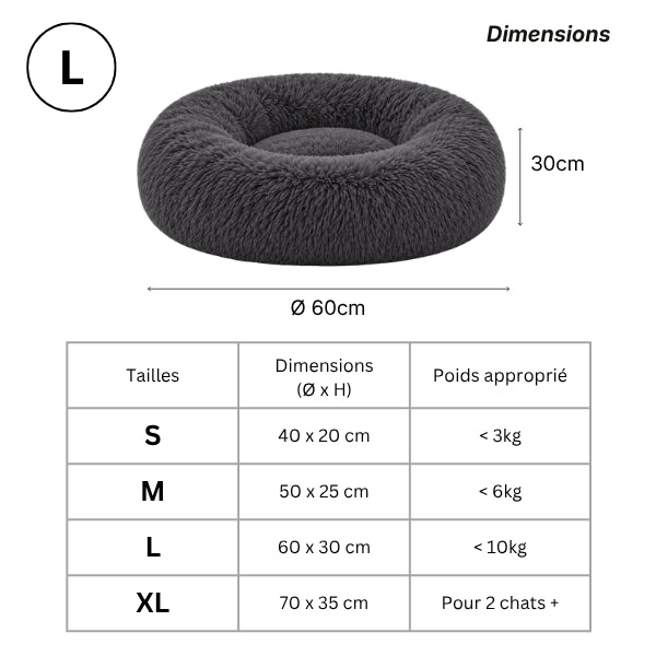 Coussin pour chat disponible en quatre tailles adaptées aux différentes morphologies félines