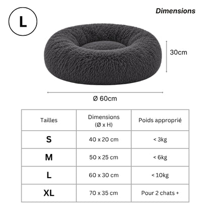 Coussin pour chat disponible en quatre tailles adaptées aux différentes morphologies félines
