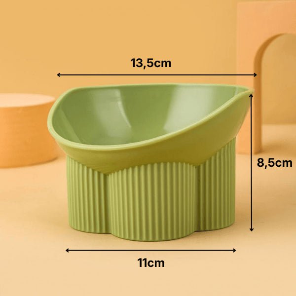 Dimensions gamelle anti renversement chat surélevée verte Anti-TipCatBowls™