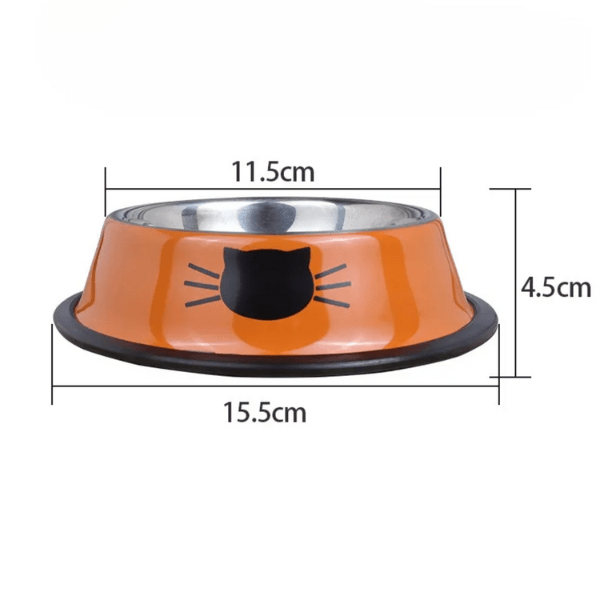 Dimensions gamelle chat orange inox antidérapante vue profil Croc'Miaou™