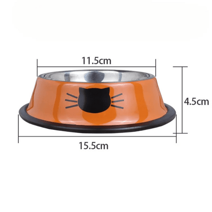 Dimensions gamelle chat orange inox antidérapante vue profil Croc'Miaou™