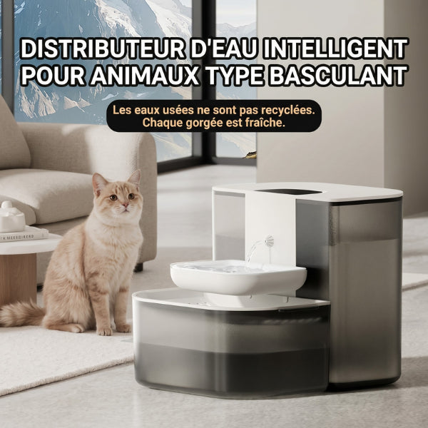 Distributeur à eau pour chat intelligent renouvelant automatiquement chaque gorgée avec eau propre