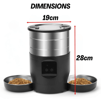 Distributeur automatique croquettes chat wifi 2 bols inox dimensions | FeederWifi™ - Amour de Chat