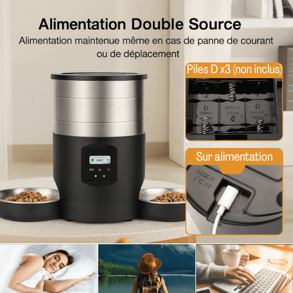 Distributeur automatique croquettes chat wi-fi double énergie alimentation batterie | FeederWifi™ - Amour de Chat