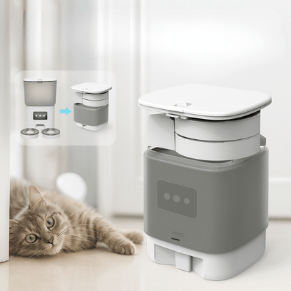 Distributeur automatique de croquettes chat amovible gain de temps rangement | TwinBowl Feeder™