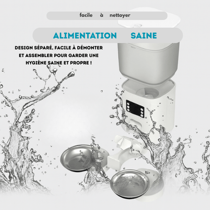 Distributeur automatique de croquettes chat démontable facile a nettoyer | TwinBowl Feeder™