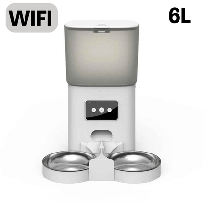 Distributeur automatique de croquettes chat wifi 2 bols inox 6L | TwinBowl Feeder™