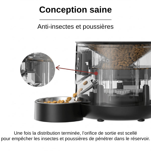 Distributeur croquette hermétique anti insectes et poussières protégeant efficacement les croquettes du chat