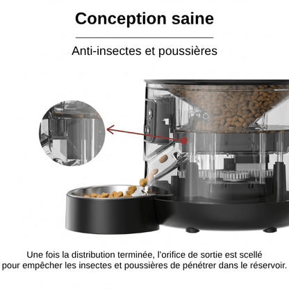 Distributeur croquette hermétique anti insectes et poussières protégeant efficacement les croquettes du chat