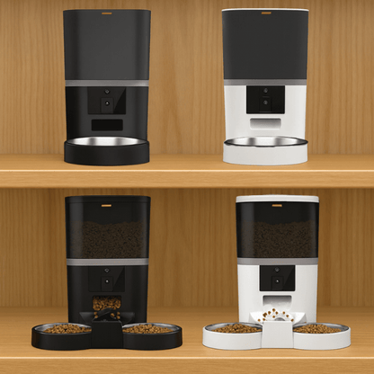 Distributeur croquette chat automatique 1 ou 2 chats bol inox wifi caméra blanc noir 4 - 5 L Station FullControl™