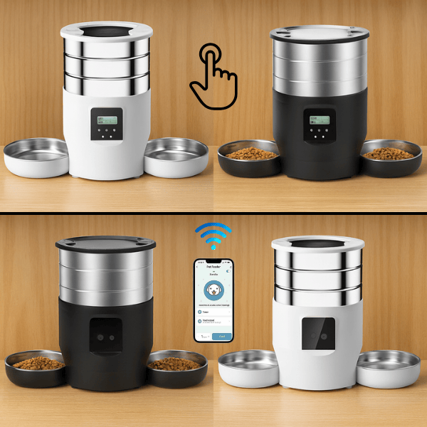 Distributeur croquette chat automatique 2 chats programme bouton wifi blanc ou noir FeederWifi™