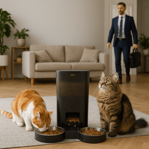 Distributeur croquette chat automatique avec 2 bols chats caméra | Station FullControl™ - Amour de Chat