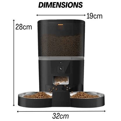 Distributeur croquette chat automatique caméra 2 bols toutes options dimensions | Station FullControl™ - Amour de Chat