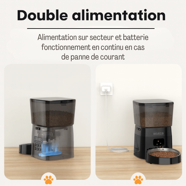 Distributeur croquette chat automatique double alimentation courant batterie | MiniFeed™