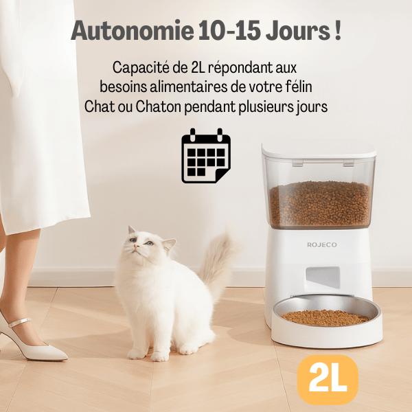 Distributeur croquette chat automatique grande autonomie 10 jours | MiniFeed™