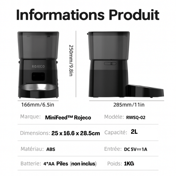 Distributeur croquette chat automatique informations produits | MiniFeed™
