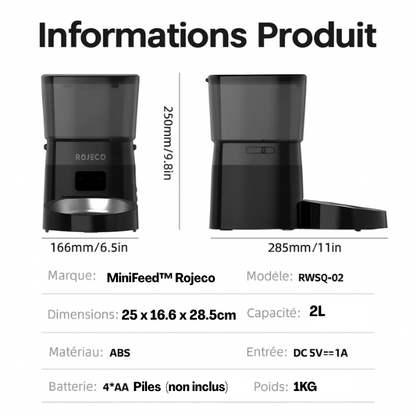 Distributeur croquette chat automatique informations produits | MiniFeed™
