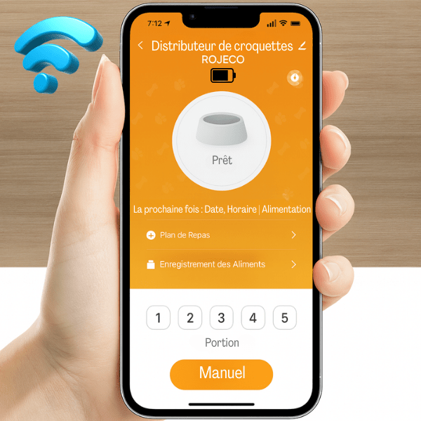 Distributeur croquette chat automatique telephone gestion application | MiniFeed™