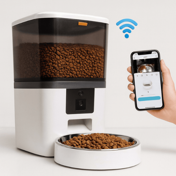 Distributeur croquette chat automatique WiFi camera HD 1 bol inox blanc application mobile Station FullControl™