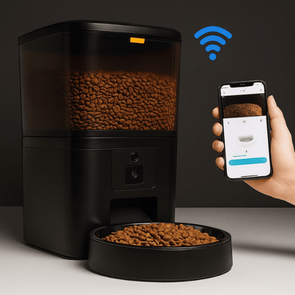 Distributeur croquette chat automatique WiFi camera HD 1 bol inox noir application mobile Station FullControl™