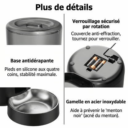 Distributeur croquette avec bol inox sécurisé et base antidérapante stable durable