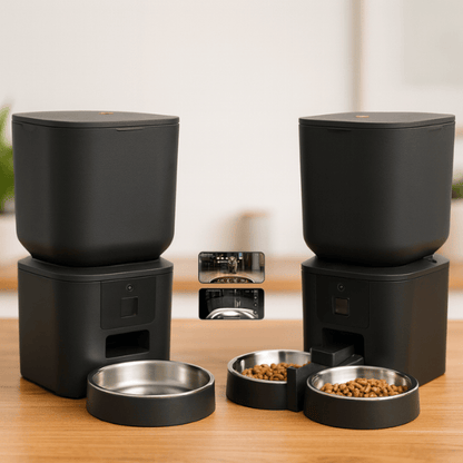 Distributeur croquette chat grande capacité XXL 1 2 bols inox caméra wifi MegaFeeder Control™