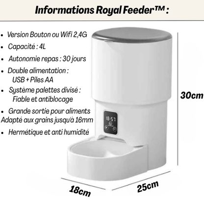 Distributeur croquette chat wifi intelligent grande autonomie | Royal Feeder™ - Amour de Chat