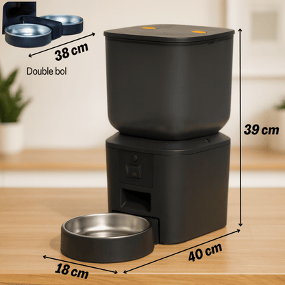 Distributeur croquette chat XXL grande capacité simple double bol inox dimensions MegaFeeder Control™
