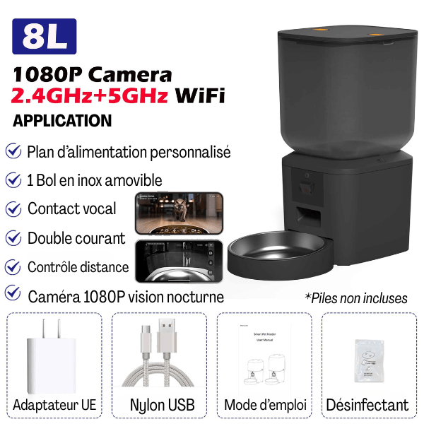 Distributeur croquette chat XXL version 1 bol wifi 4G 5G | MegaFeeder Control™ - Amour de Chat